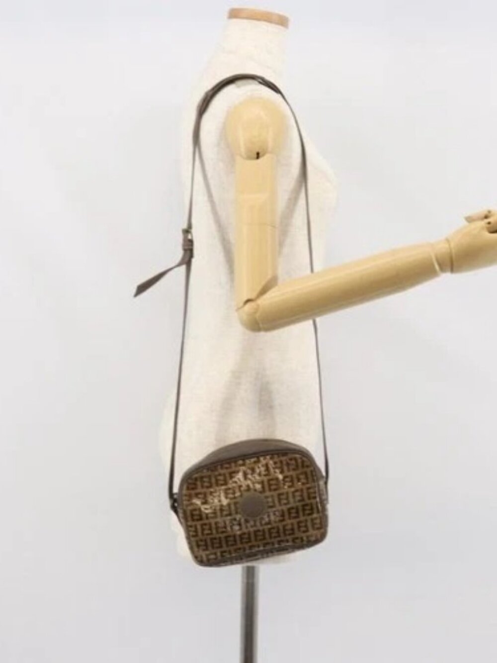 FENDI Zucchino Canvas Shoulder Bag Beige Auth - Picture 15 of 16